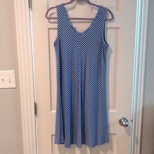 EUC Cupid Blue and White Striped V-Neck Dress Size M